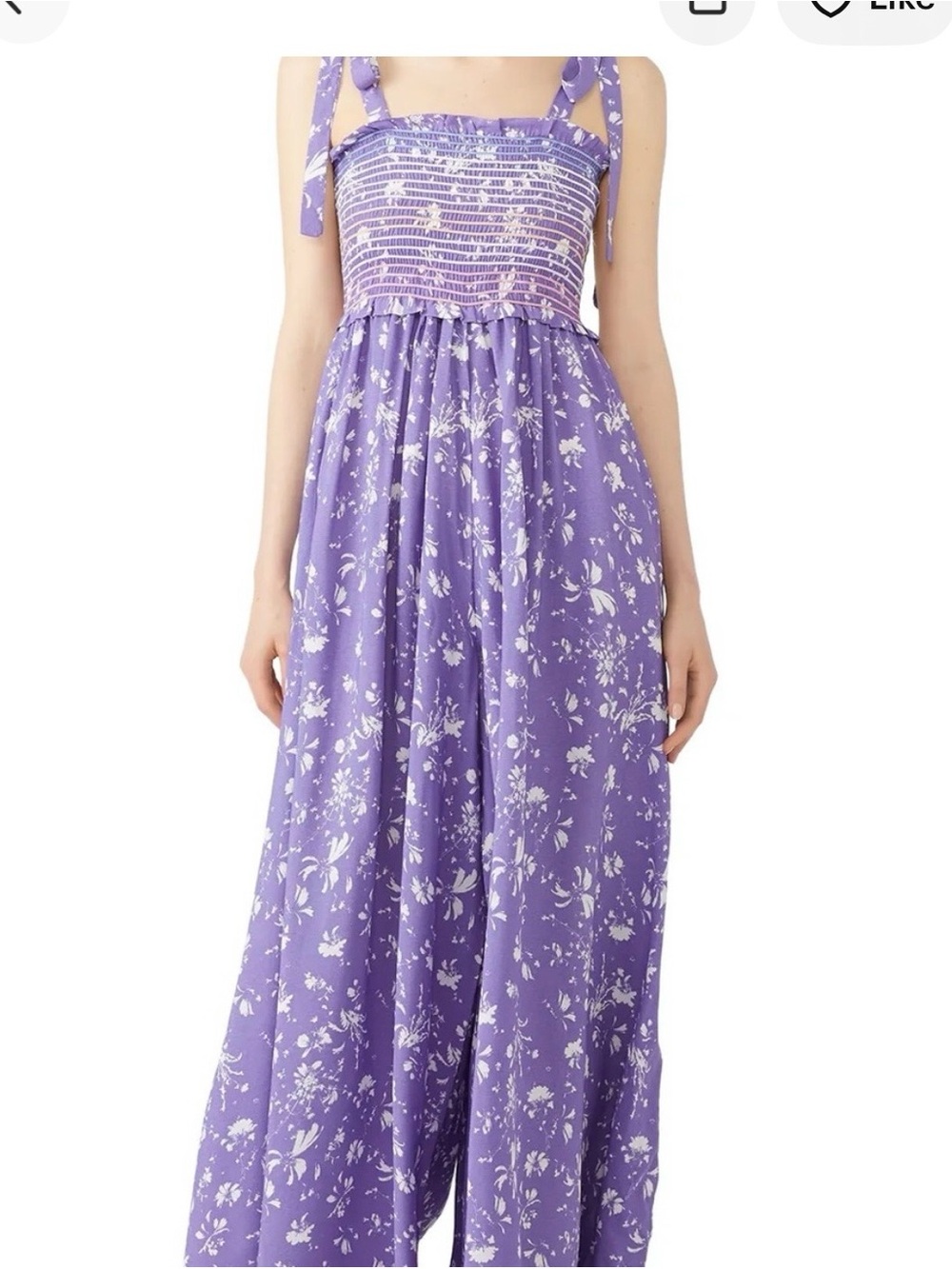 Free People Lavender Floral Tie-Shoulder Maxi Dress